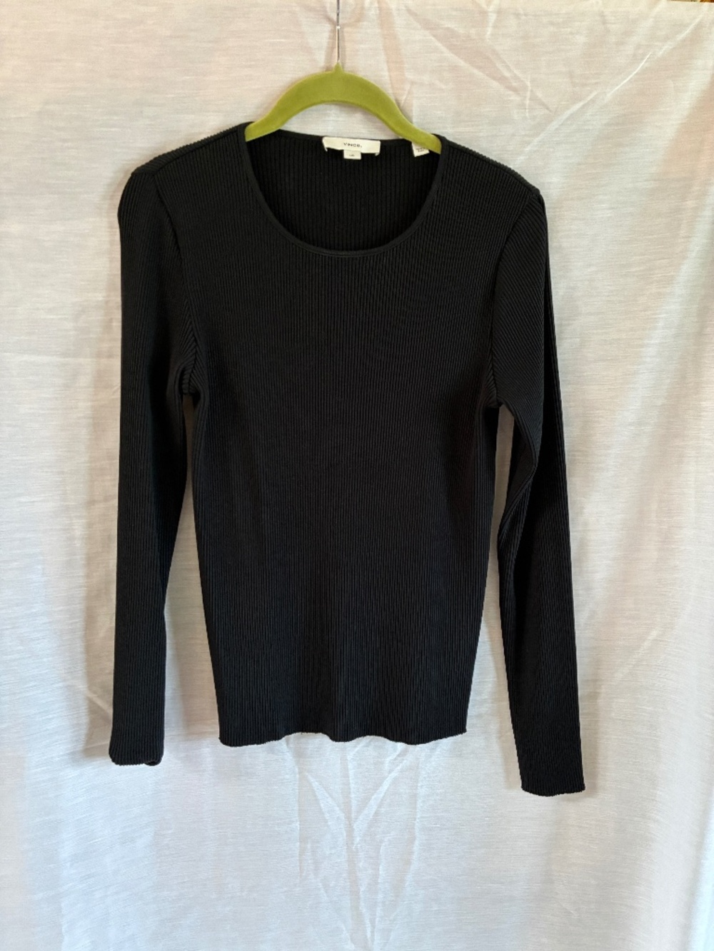 Black rib knit top